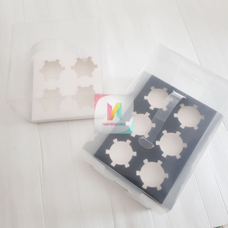 

Namina Box Mika 4 Cupcakes/Muffin Premium isi 4 Lubang Alas Hitam