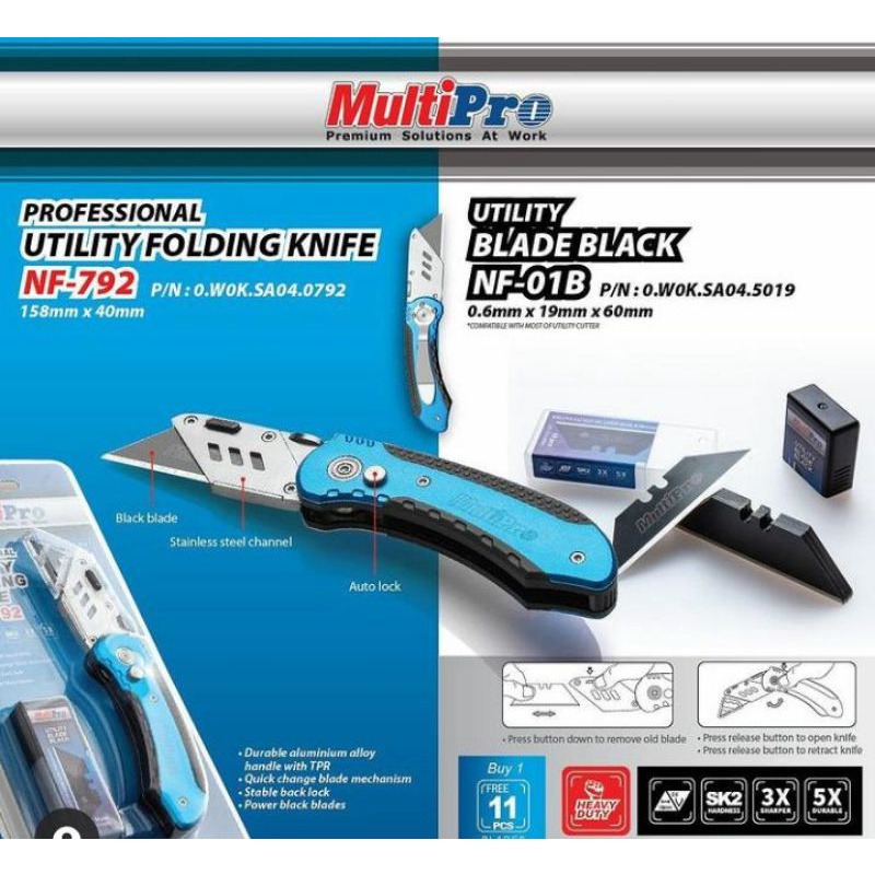 

UTILITY FOLDING KNIFE NF-792 MULTIPRO NF792 cutter lipat heavy duty eu