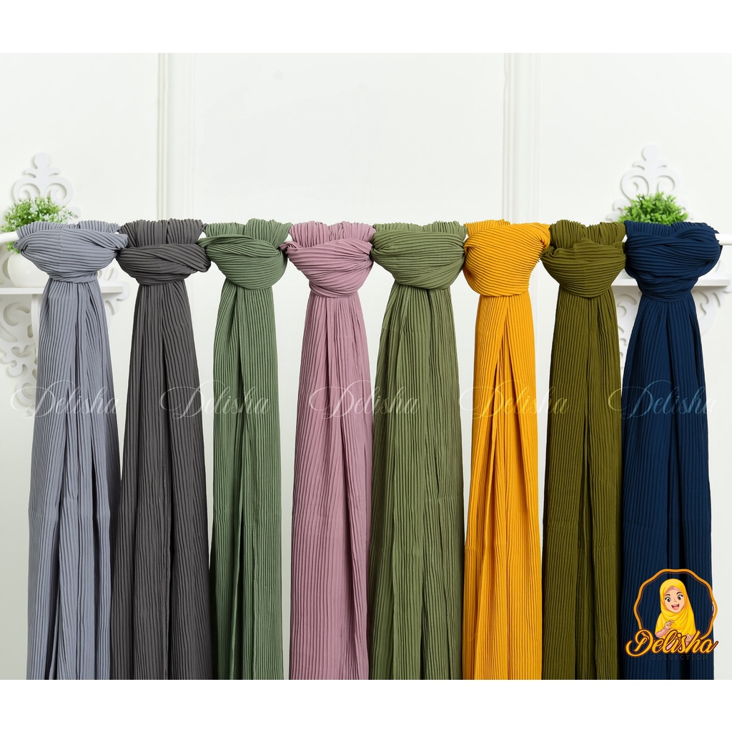 Kerudung Pashmina Plisket Full Best Quality / Pasmina Plisket Full Ceruty Premium /Pasmina Prisker Lidi Full / Fashion Muslim
