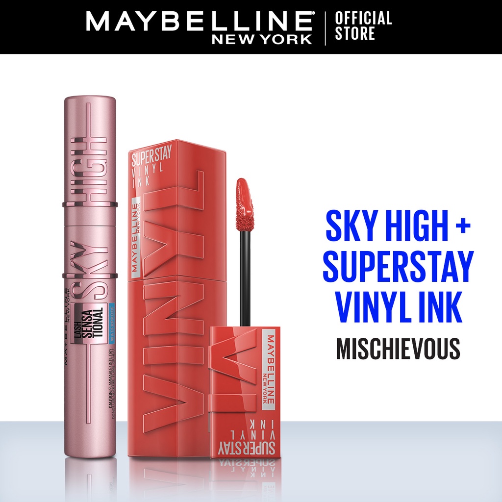 Maybelline Sky High Mascara + Superstay Vinyl Ink Mischievous