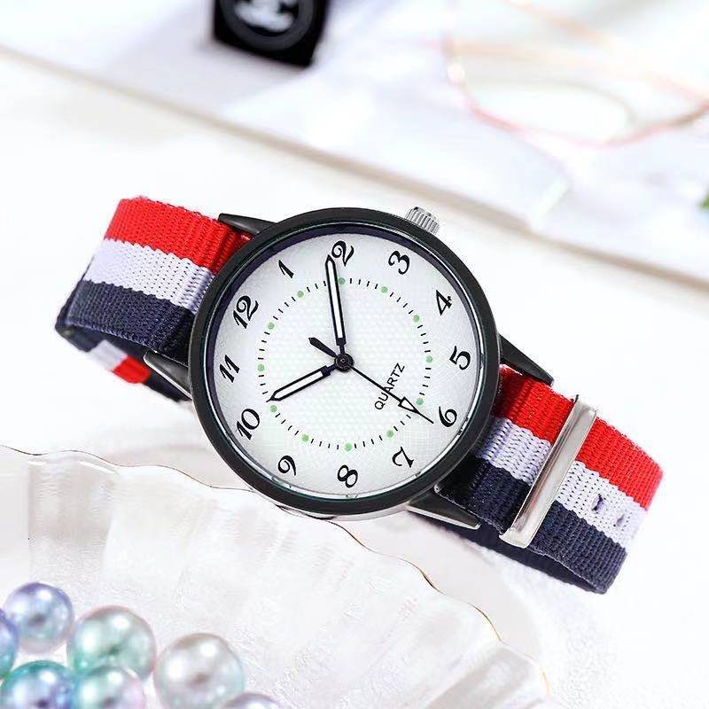 Jam Tangan Analog Kanvas Quartz Unisex Fashion Korea Aksesoris Fashion Import