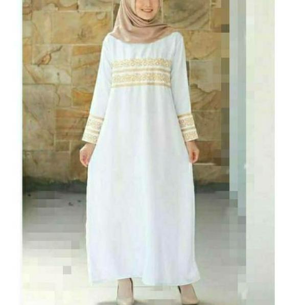 "TGA. 949786" Others abaya Putih / Gamis Bordir Wanita / Gamis Putih Abaya / Baju Muslim / Size M-L-