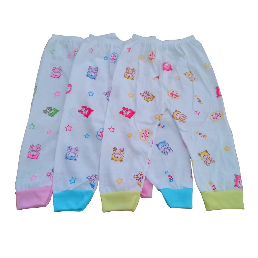 12pcs Celana Bayi SUNJOLY Panjang Buka Kaki Putih Warna | Celana Anak Sun Joly Pakaian Baby | Open Sorx Grosir Lusinan