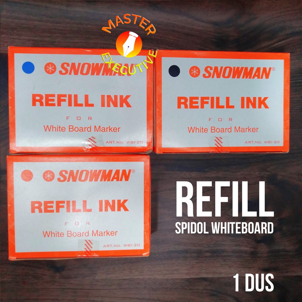 [Pak - 12 Buah] Snowman Refill Spidol White Board Marker WBI-20 - Bisa Dihapus Hitam / Merah / Biru