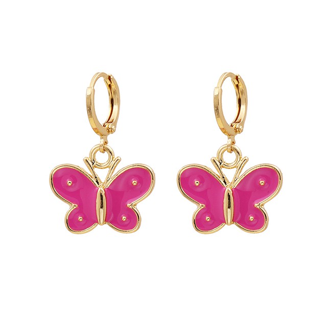 LRC Anting Tusuk Fashion Red Dripping Butterfly Alloy K3405X