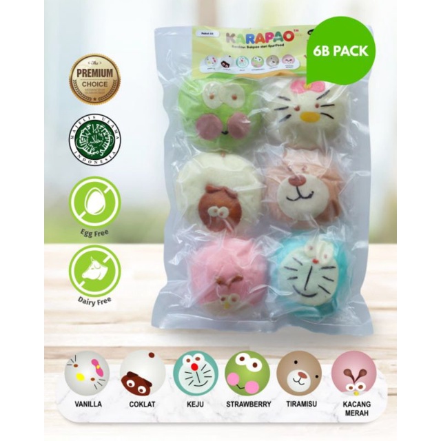 

Karapao Bakpao Paket 6B Karakter Premium Cemilan Sehat