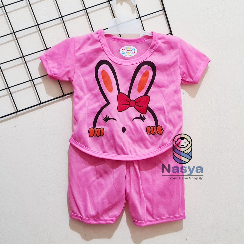 [J-015]  Setelan baju Bayi Perempuan Lucu - motif lucu (3-6 bulan)