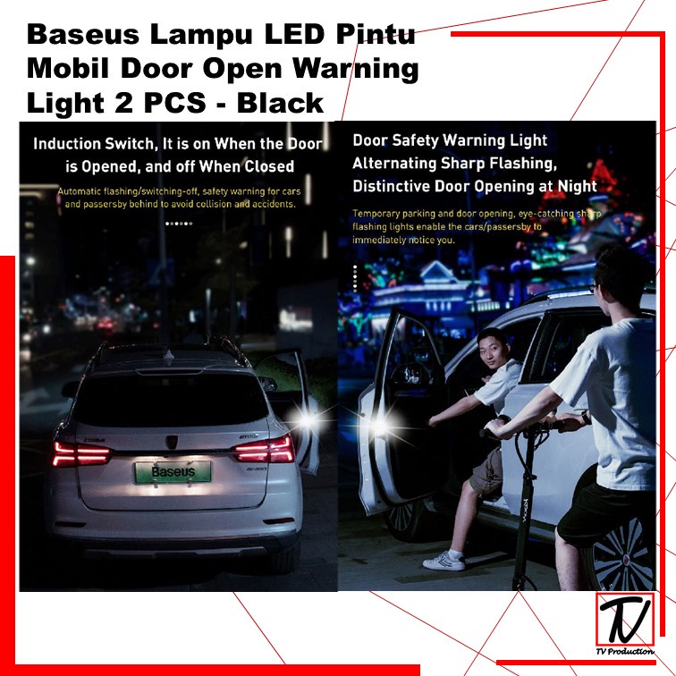 Baseus Lampu LED Pintu Mobil Door Open Warning Light 2 PCS -  Black