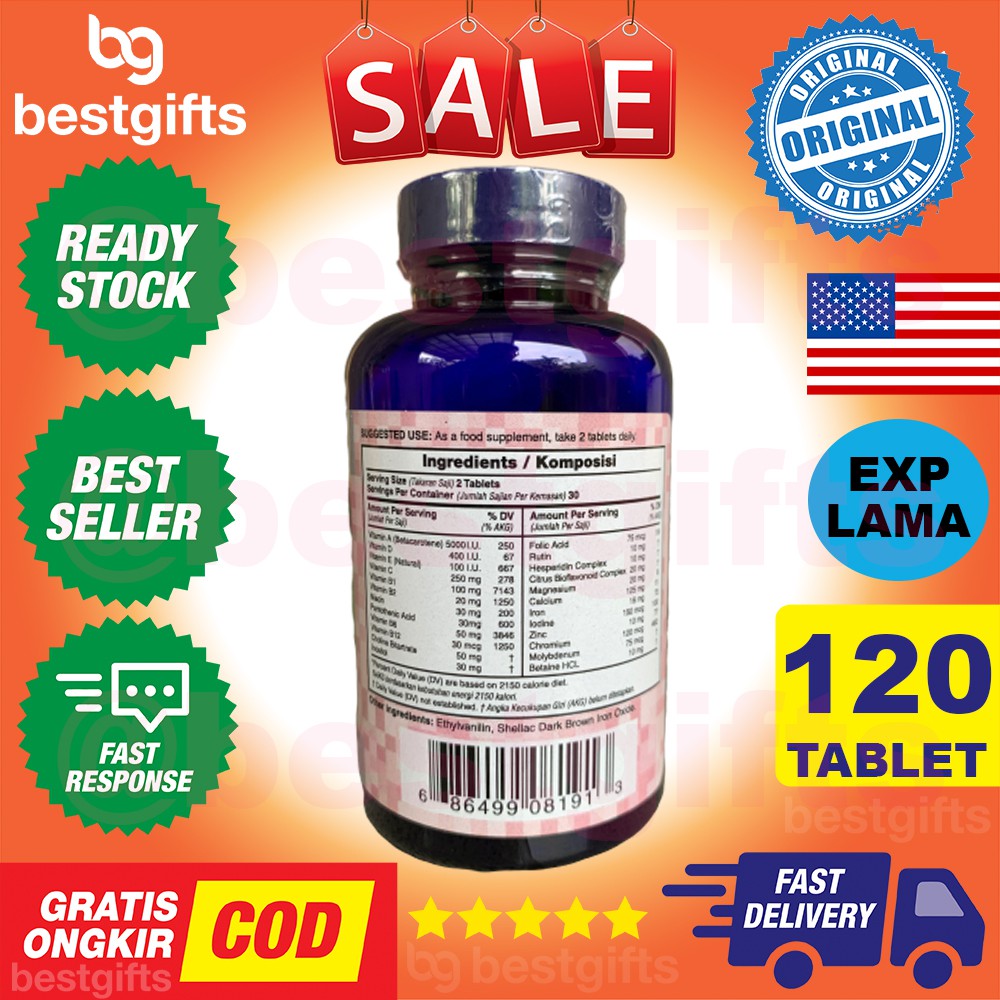 WELLNESS MULTIVITAMIN MULTI VITAMIN VITAMINS MINERAL FORMULA 2 A DAY DAYA TAHAN TUBUH 120 TABLET