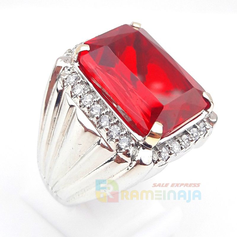 Cincin Batu Merah Siam Cubic Zirconia Original
