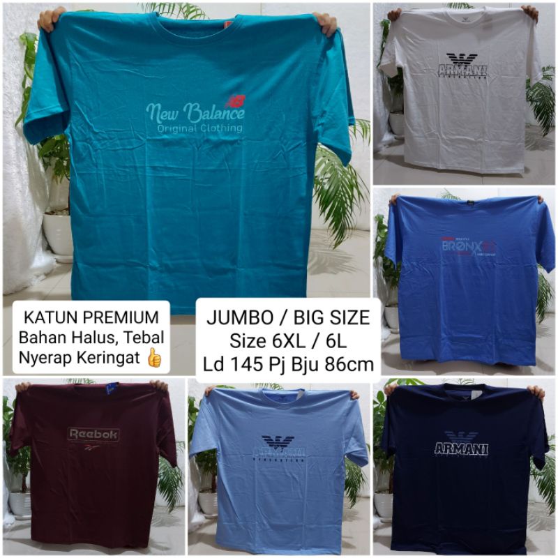 Kaos Oblong Jumbo Big Size 6XL 6L Super Jumbo Bahan Katun