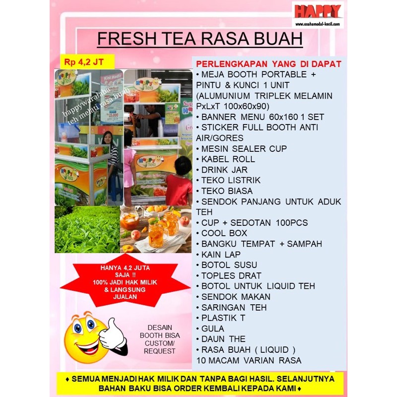 

PAKET USAHA FRANCHISE MINUMAN TERMURAH FRESH TEA RASA BUAH - GEROBAK BOOTH PORTABLE KEMITRAAN