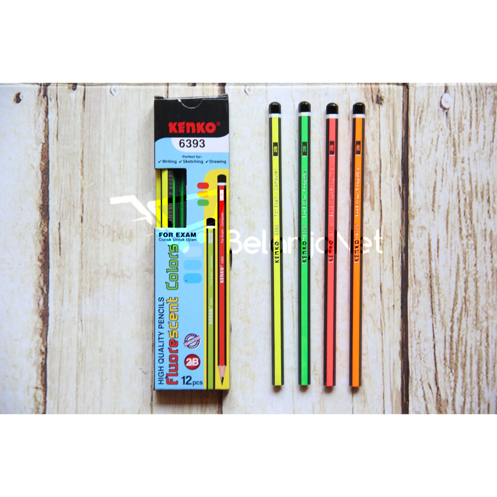 Pensil 2B Kenko 6393 Motif Fluorescent Colors [1 LUSIN]