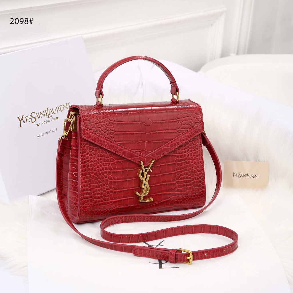 Top Best Seller YSL Cassandra Top Handle Bag in Crocodile-Embossed Shiny Leather #2098