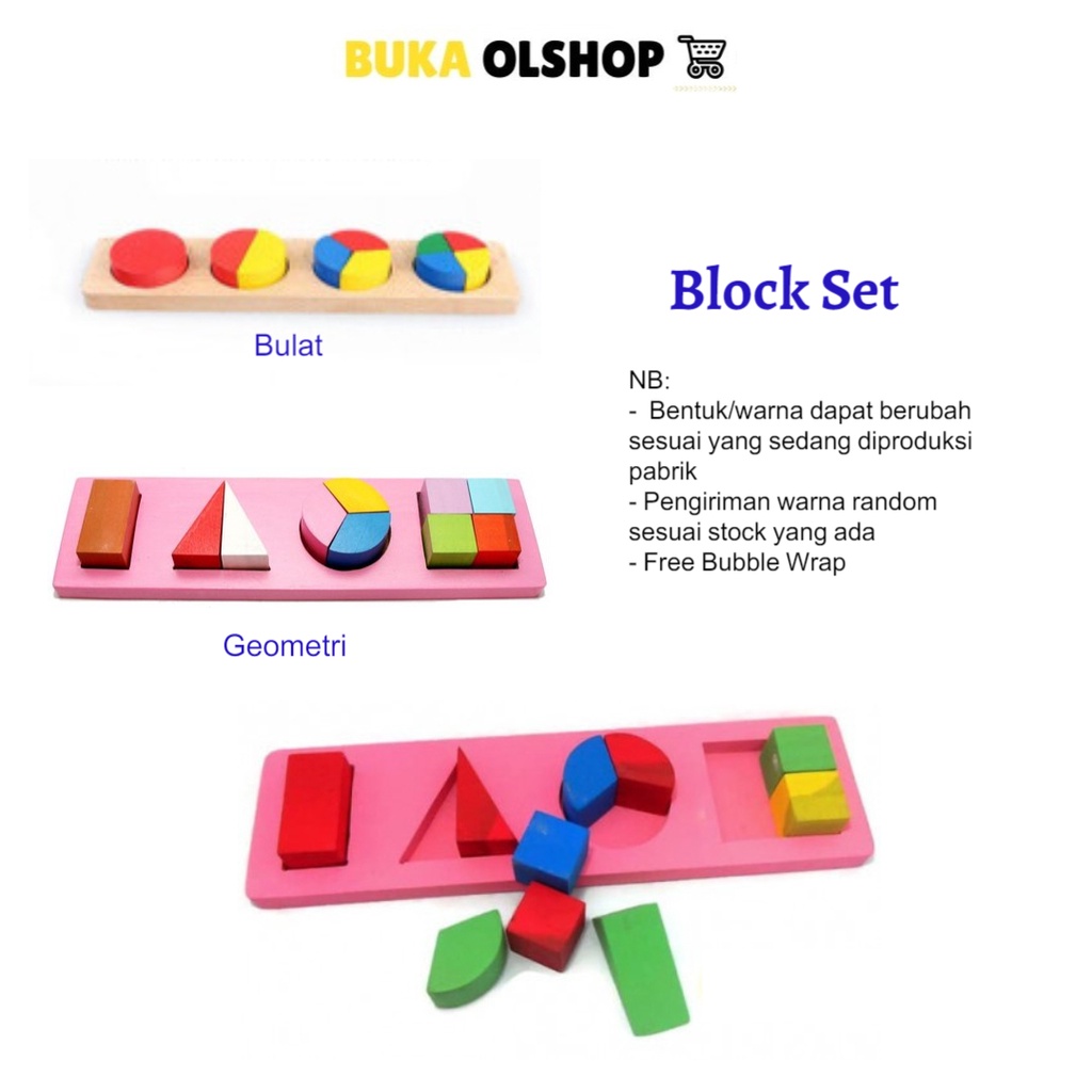 Jual Mainan Kayu Blok Set Pecahan Geometri Shopee Indonesia