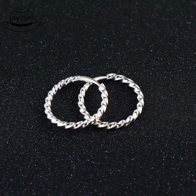925 Sterling Silver Hoop Earrings Aksesoris Perhiasan Fashion Wanita Korea Italia ANTOP