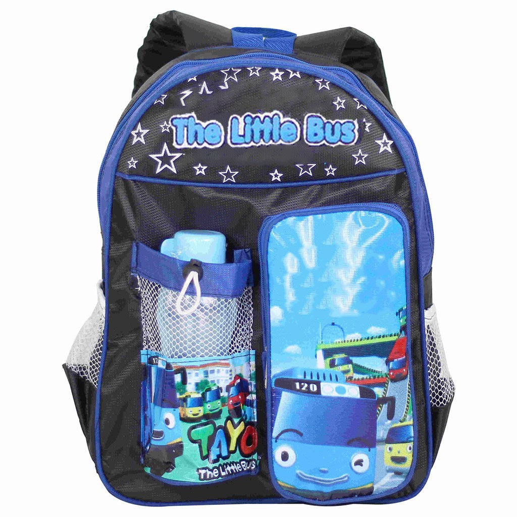 Tas Ransel Anak Kecil Free Botol Minum Gambar Little Bus Backpack Sekolah BALITA PAUD TK SD