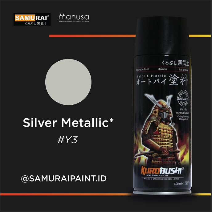 Cat semprot Samurai Paint Silver Metallic Yamaha #Y3 Cat Aerosol Kualitas Kompresor