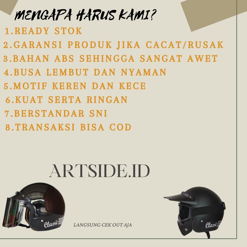 Helm Motor Bogo Retro Classic klasik Pet Pendek Half face Tanpa Kaca SNI Dewasa Pria Wanita 