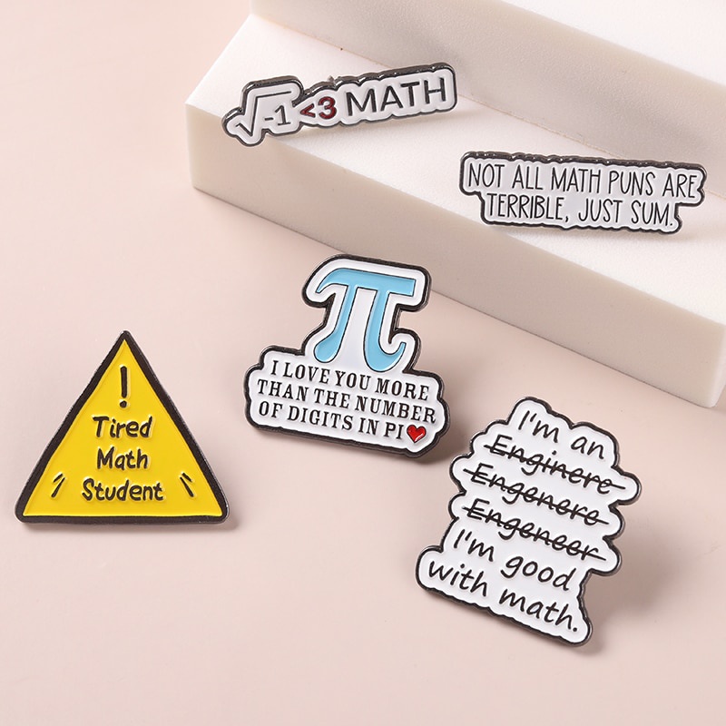 I Love Math Enamel Pins Novelty Message Badges Button Bag Hat Backpack Lapel Pin Gifts for Math Geeks Mathematician