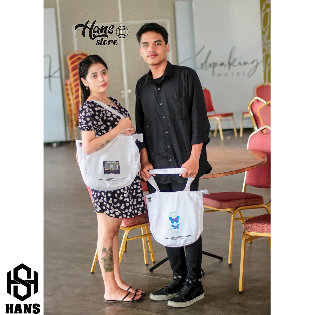 Tote Bag eastetic Kanvas tebal Resleting Tote Bag Premium original HANS