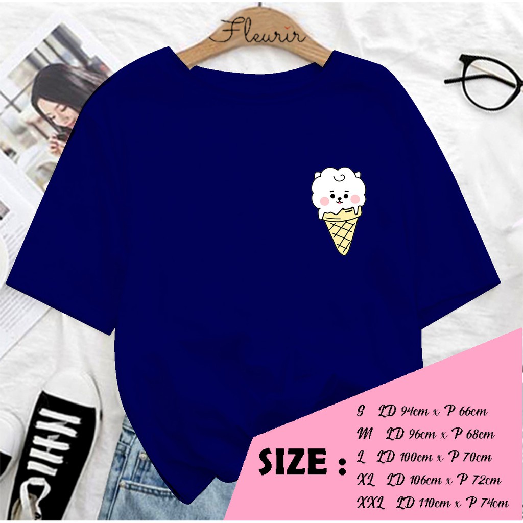 FLEURIR - KAOS RJ ICE CREAM WANITA DEWASA LENGAN PENDEK TEE UNISEX WANITA PRIA