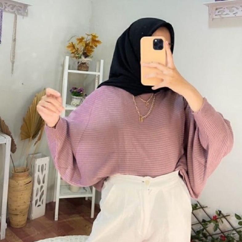 Blouse Baju Rajut Batwing | Atasan Wanita Model Kelelawar |