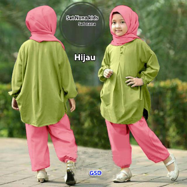 Nuna kids baju anak perempuan setelan usia 5 6 7 thn 