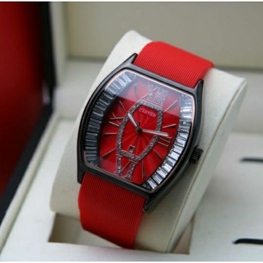 JAM TANGAN WANITA CARTIER RUBBER PREMIUM QUALITY DIAMETER 3.7CM||JAM TANGAN FASHION MURAH
