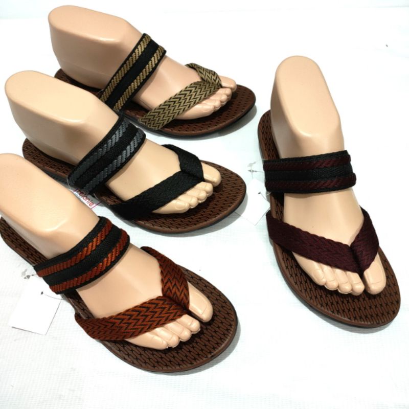 Sandal wanita ban 1 japit garis Felonie SE 01 Turki rajut terbaru murah