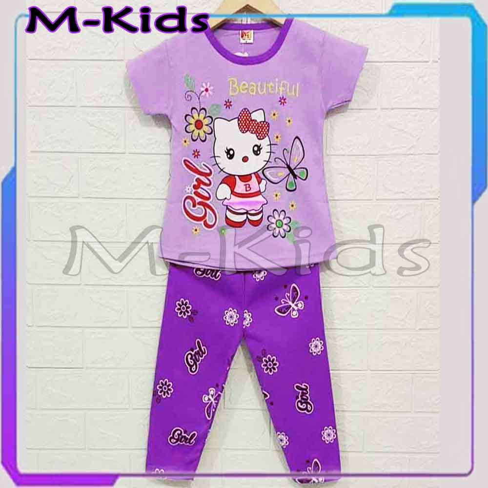 MKids88 - Baju Setelan KAOS CP Anak Gambar Hello Kitty