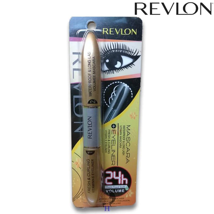 MASCARA + EYELINER REVLN 2IN1/maskara waterproof/maskara maybellne/eyeliner maybellne/maskara