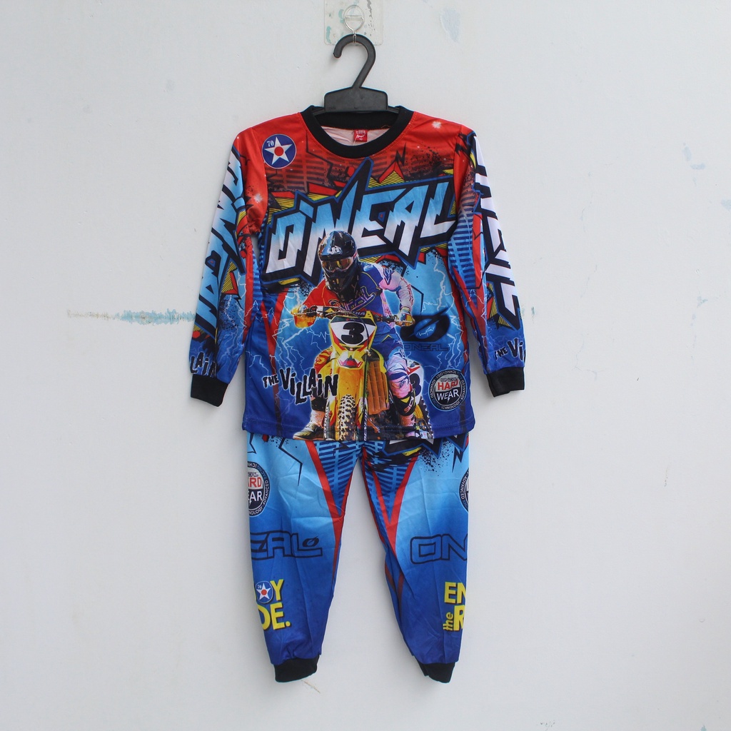 setelan baju balap motor cross/baju trail anak  sablon printing