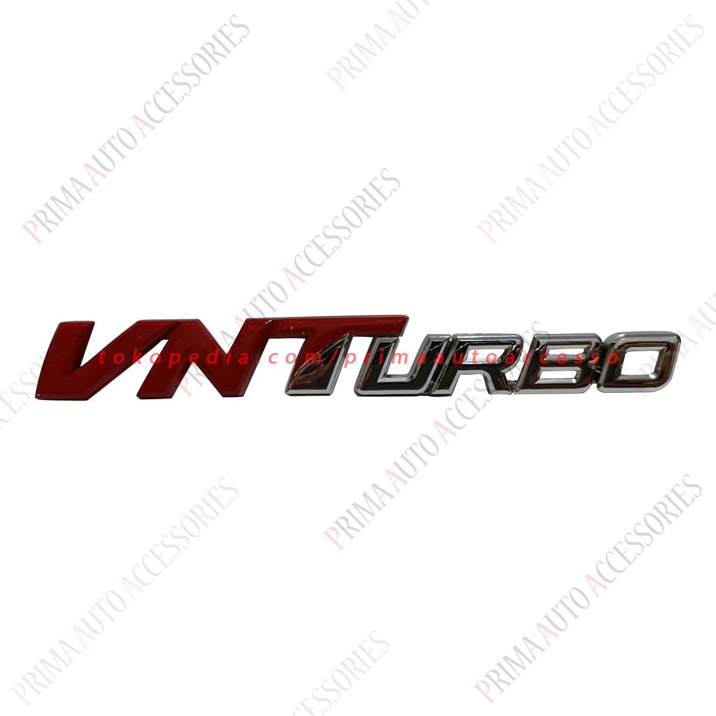 Emblem Mobil VNTurbo Merah Chrome 18 cm