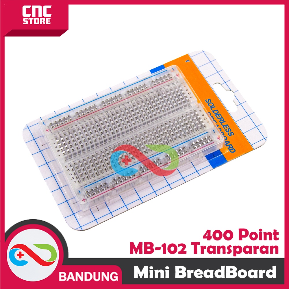 MINI BREADBOARD 400P TRANSPARAN PAPAN PERCOBAAN PROTOBOARD MB-102 DIY