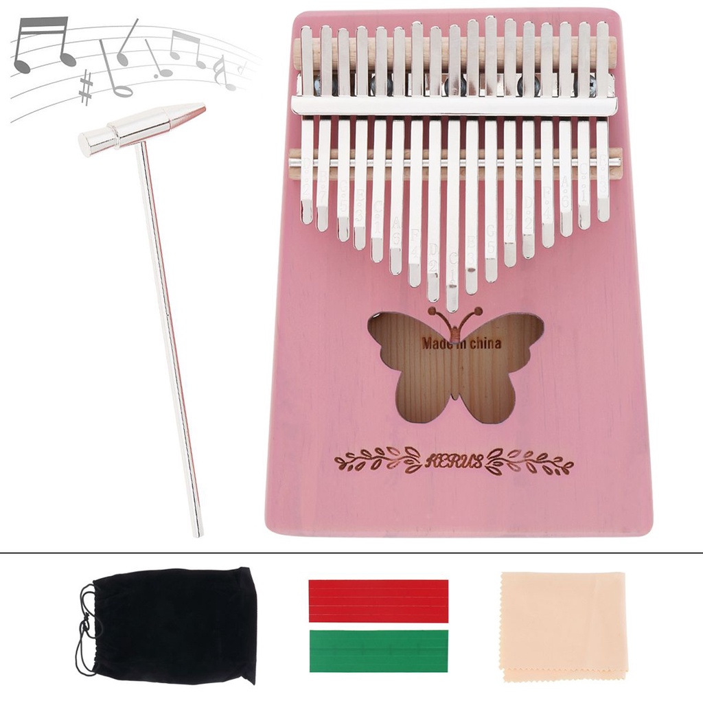 Kalimba Piano Jempol 17 Kunci Bahan Kayu Pinus Dengan Lubang Suara Butterfly Mbira Untuk Hadiah