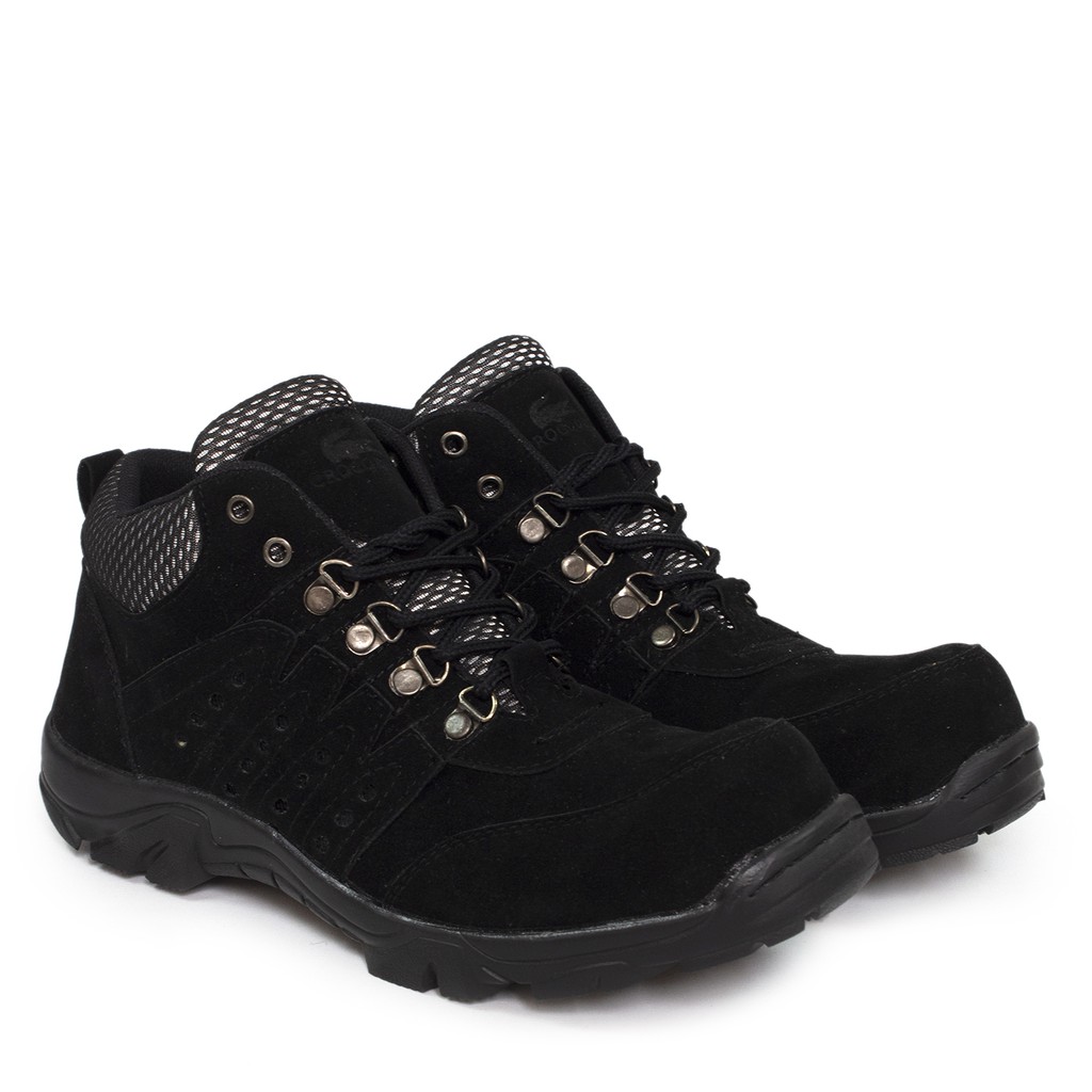 SM88 - Sepatu Outdoor Gunung Pria Crocodile Larman Hitam Boots Pendek Hiking Cowok Keren Termurah