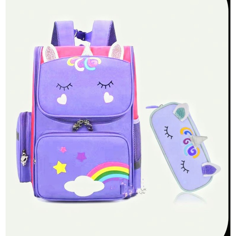 tas anak perempuan unicorn TK SD/ransel anak perempuan free tempat pensil/tas gendong anak SD/tas punggung anak cewek/tas anak cewek/ransel kudaponi