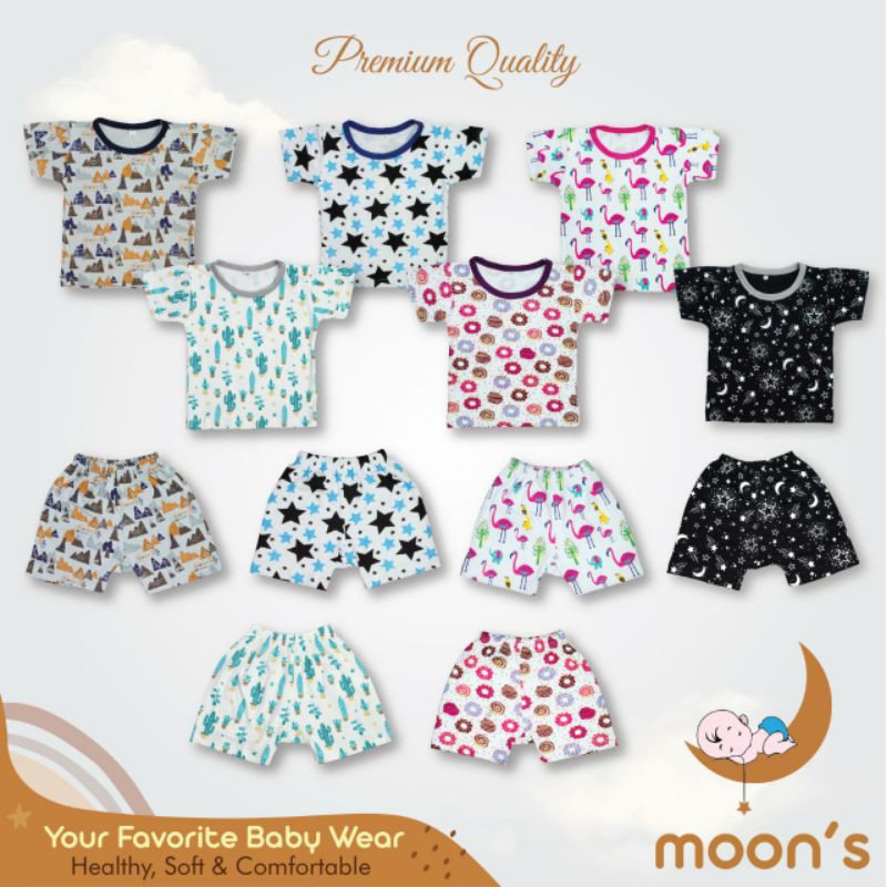 STELAN OBLONG PENDEK MOONS/Stelan baju bayi pendek moons