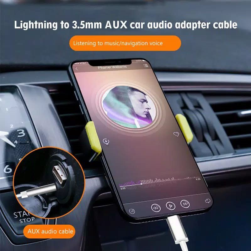 KABEL AUDIO LIGHTNING MALE TO 3.5MM JACK MALE MOBIL AUX ADAPTOR AUDIO LIGTHNING KABEL SPEAKER HANDPHONE