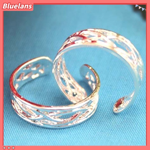 10 Pcs Cincin Jari Kaki Lapis Silver Model Terbuka Dapat Disesuaikan Untuk Wanita