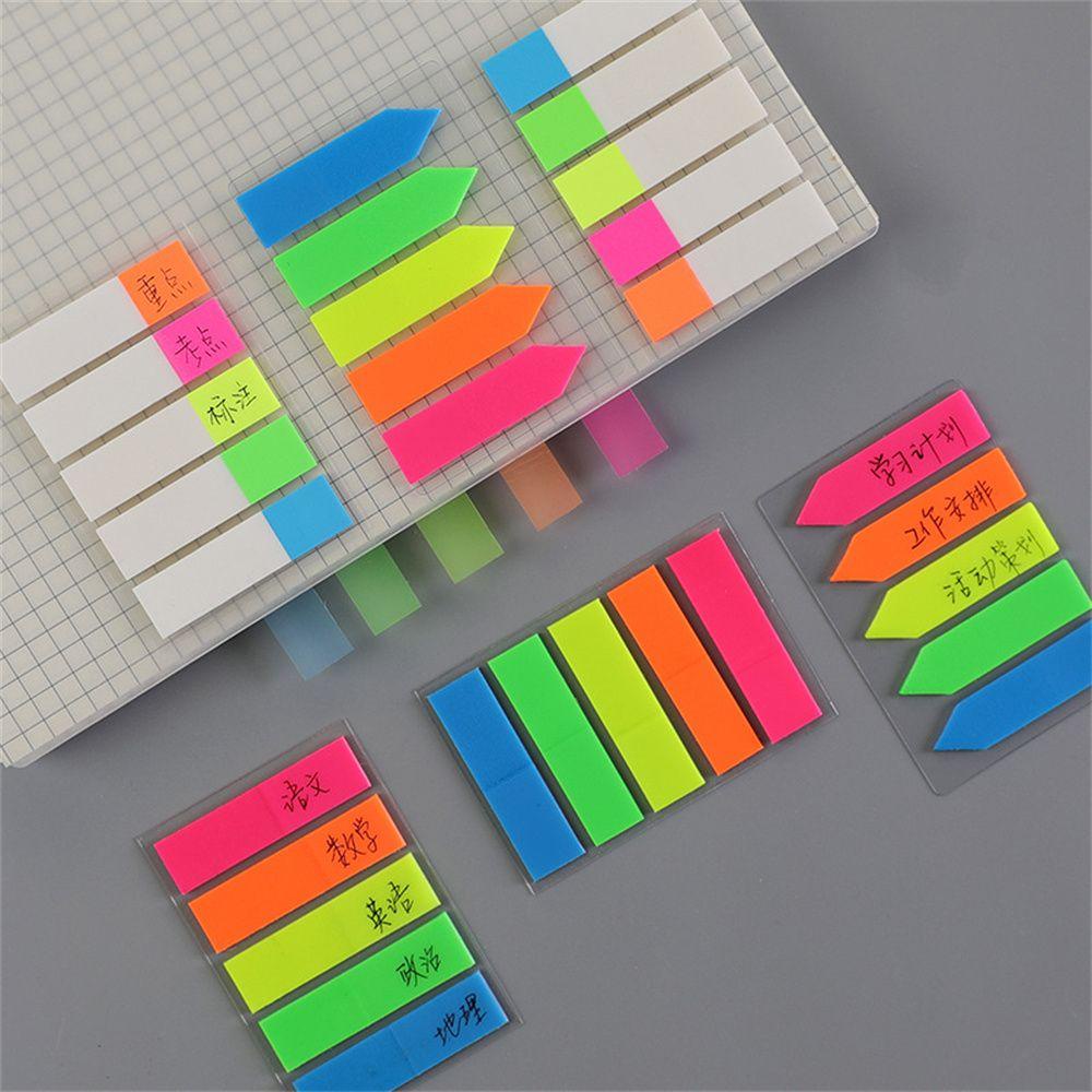 [Elegan] Fluorescent Memo Pad Self Adhesive Memo Sticker Kertas Memo Bendera Memo Pad Berwarna