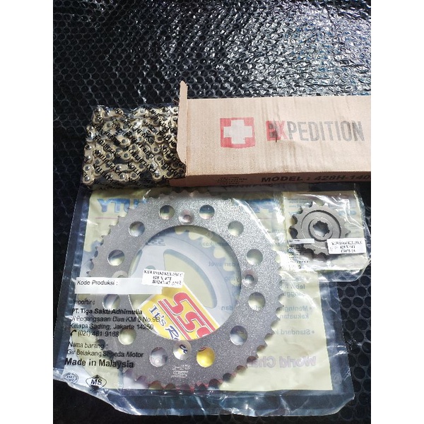 gear set racing sss buat motor Kawasaki KLX da dtrekel gear DPN sss 428 gear belakang sss 428 rantai