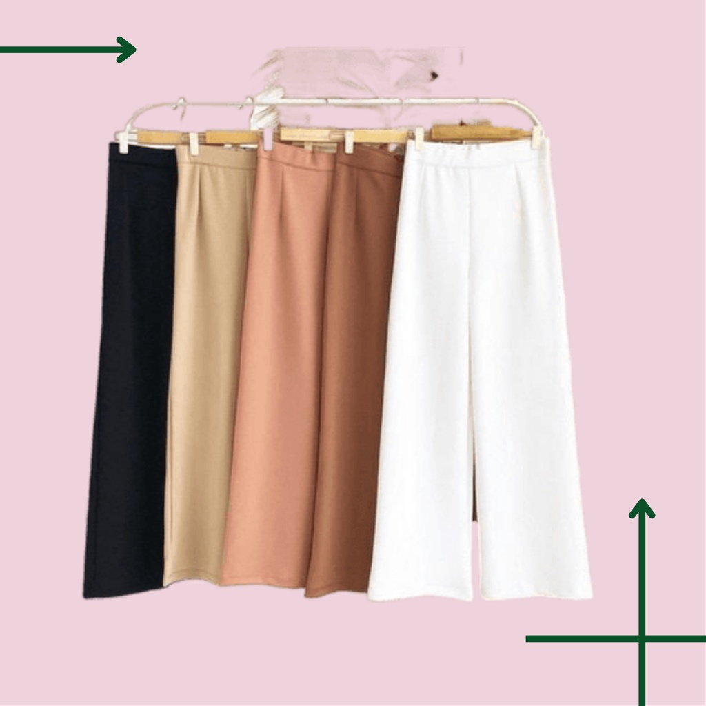 Celana Kulot Wanita Panjang Hitam Putih Cream/Celana Highwaist Bahan/Kulot Katun Murah/ Kulot Linen 