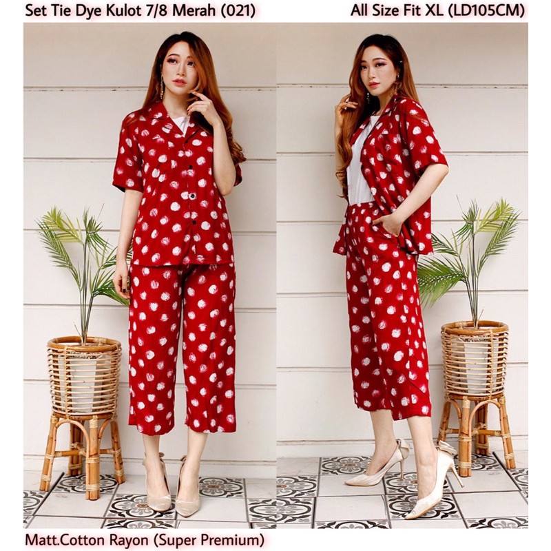 SET TIE DYE KULOT WANITA 7per8 / SET TIE DYE WANITA KATUN RAYON PREMIUM 7per8 (020)