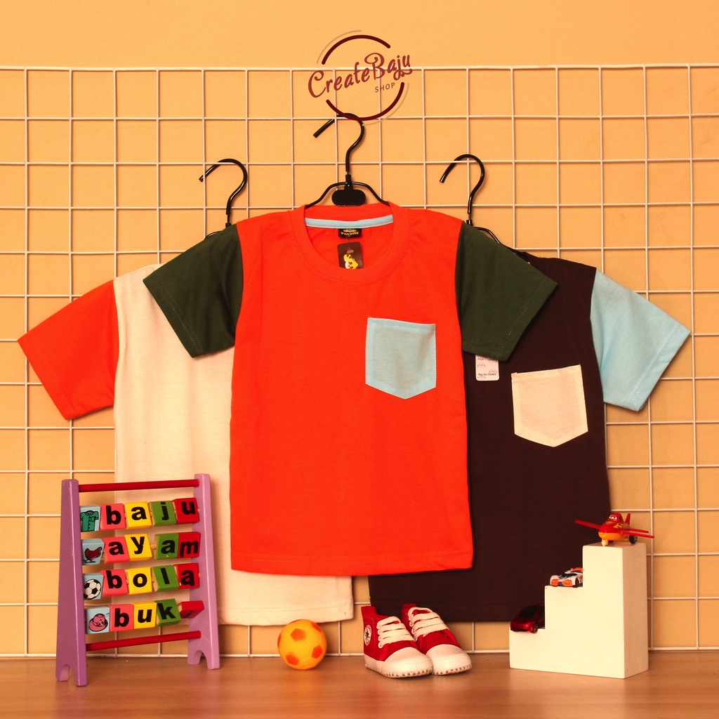 KAOS ANAK LAKI COLOR BLOCK TEE 1-7 TAHUN BAJU ATASAN ANAK TERMURAH FASHION LENGAN PENDEK