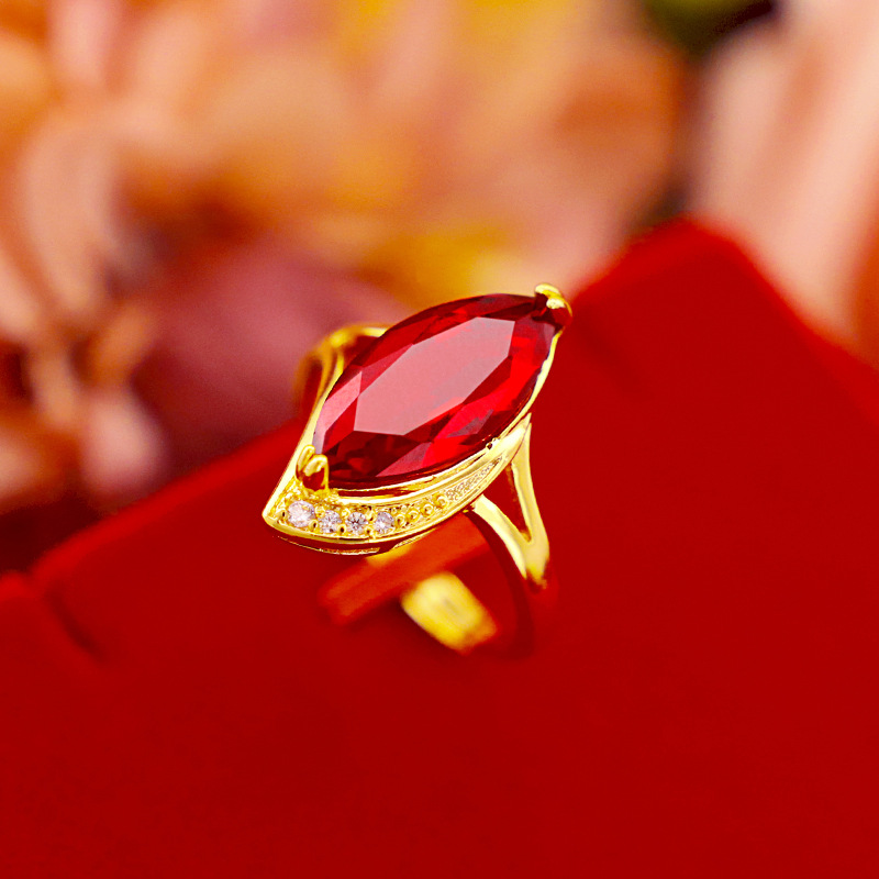 Cincin Lapis Emas Asli Kadar 375 Hias Permata Gaya Korea Untuk Wanita