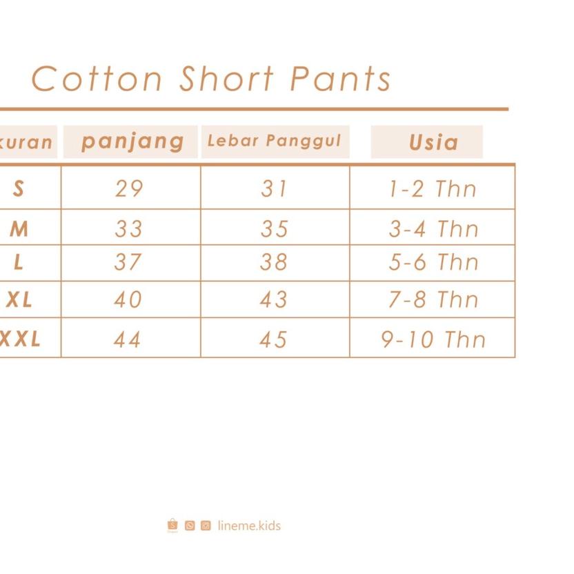 ➪ Lineme kids short pants celana pendek anak Kaos Combed Umur 1-10 Tahun ♪