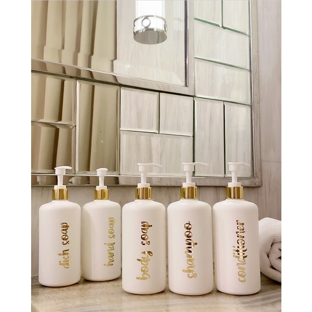 botol DOFF TEBAL gold kecil. aesthetic bottle minimalist refill organizer tempat sabun cair pump 500ml estetik