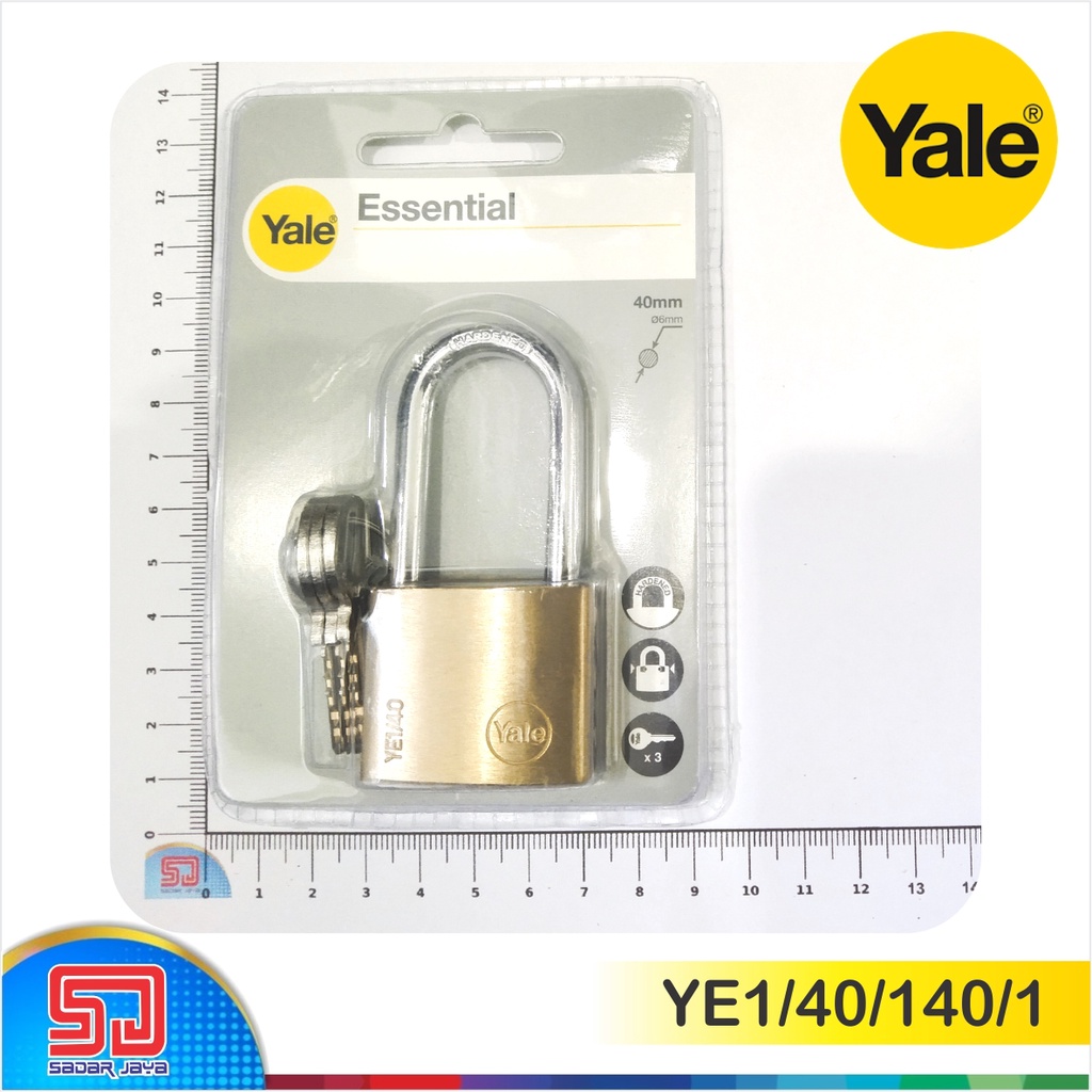 Yale YE1/40/140/1 Gembok 40mm Kuningan Leher 40 mm Padlock Brass Material Hardened Steel